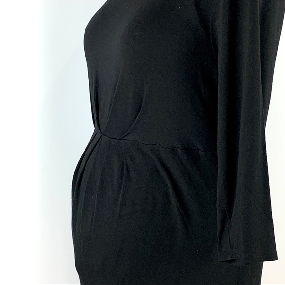 Liz Lange Maternity Black Amazing Knit 3/4 Sleeve Midi Dress size Medium - Picture 7 of 15
